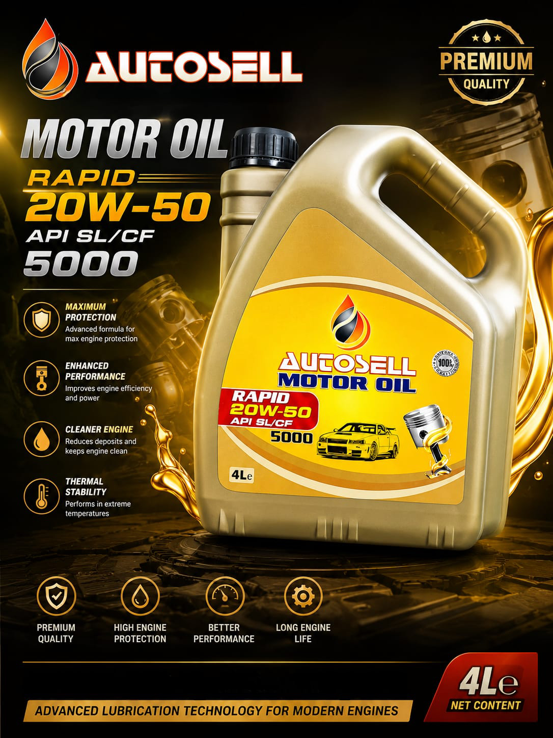 Motor Oil RAPID 20W-50 API SL/CF – 4L